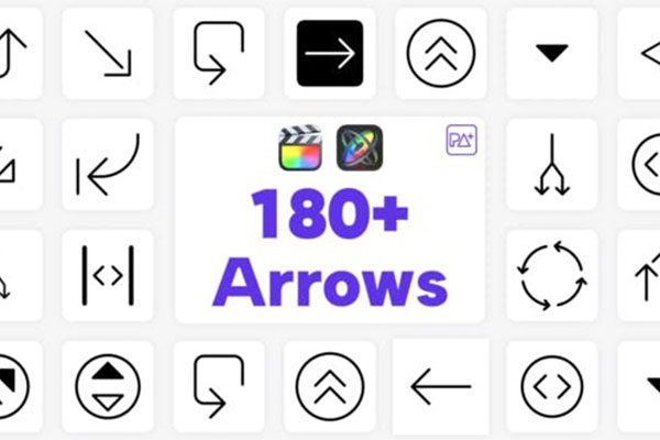 FCPX插件-180个线条箭头标注指示图形动画 Big Pack Arrows