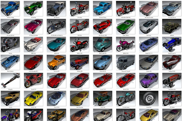 83个汽车模型摩托车模型交通工具C4D模型下载