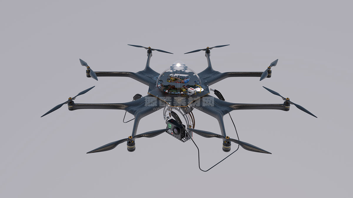 C4D八旋翼无人机模型C4D模型下载