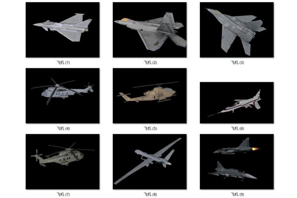 9个战斗机模型直升机模型C4D模型素材下载