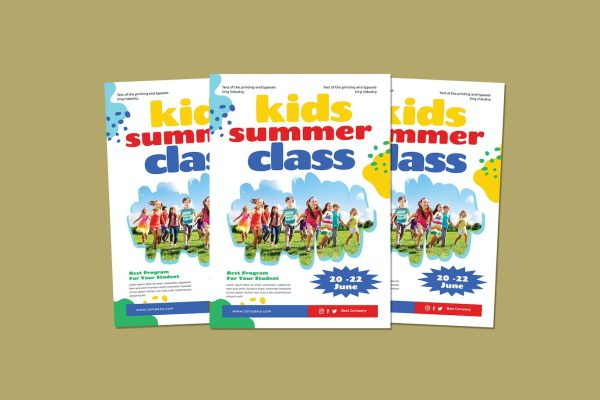 儿童暑期班宣传单素材 Kids Summer Class Flyers