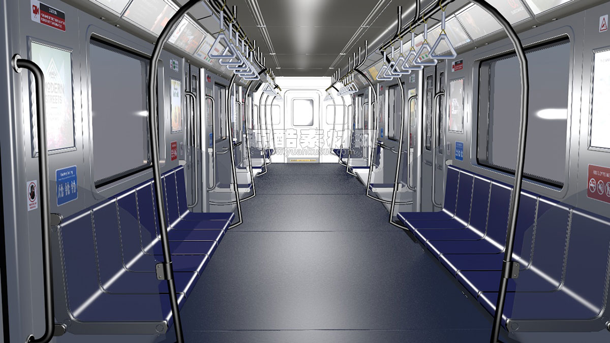 C4D地铁车厢场景模型C4D模型素材