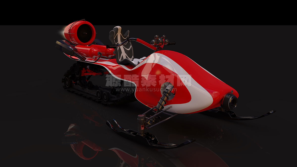 C4D雪地摩托模型雪橇车模型C4D模型素材下载