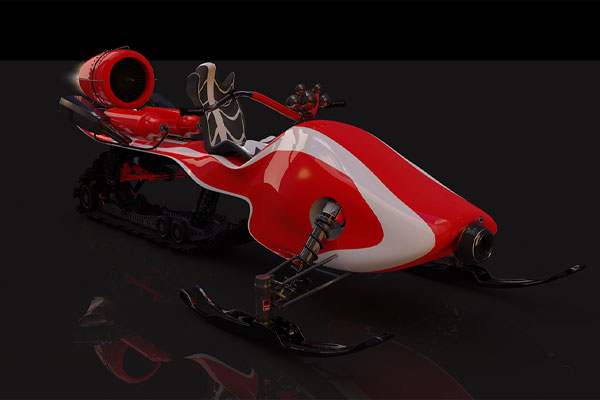 C4D雪地摩托模型雪橇车模型C4D模型素材下载
