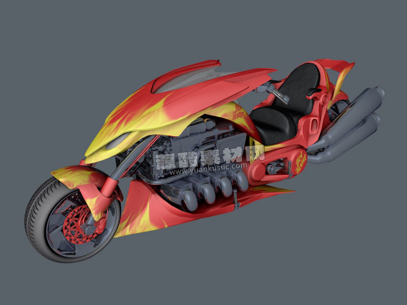 火焰摩托车模型C4D模型下载