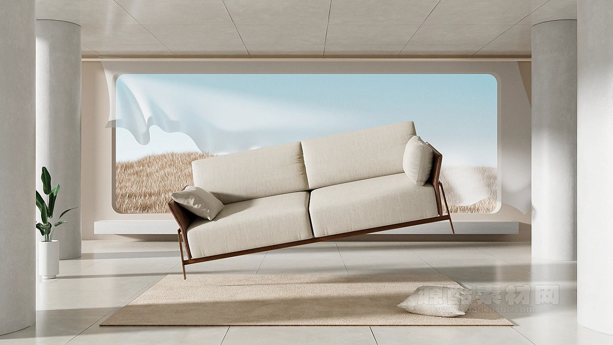 C4D工程-沙发概念室内场景渲染工程沙发模型下载