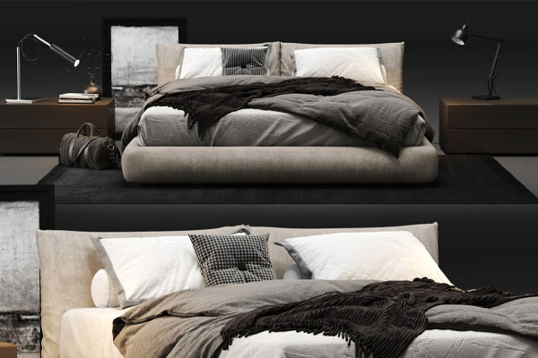 C4D双人床模型毯子被子模型床上用品模型下载