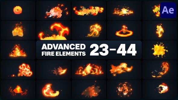 AE模板-高级卡通火焰燃烧爆炸MG动画元素 Advanced Fire Elements