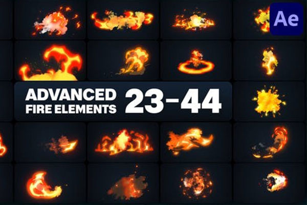 AE模板-高级卡通火焰燃烧爆炸MG动画元素 Advanced Fire Elements