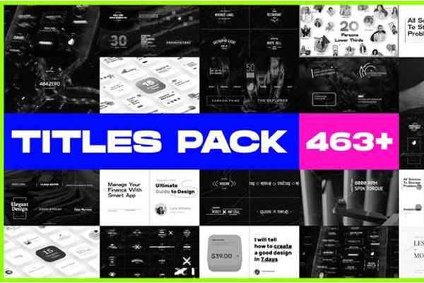AE模板-483组动态文字标题排版设计动画预设 Ultimate Title Pack Bundle 20 in 1