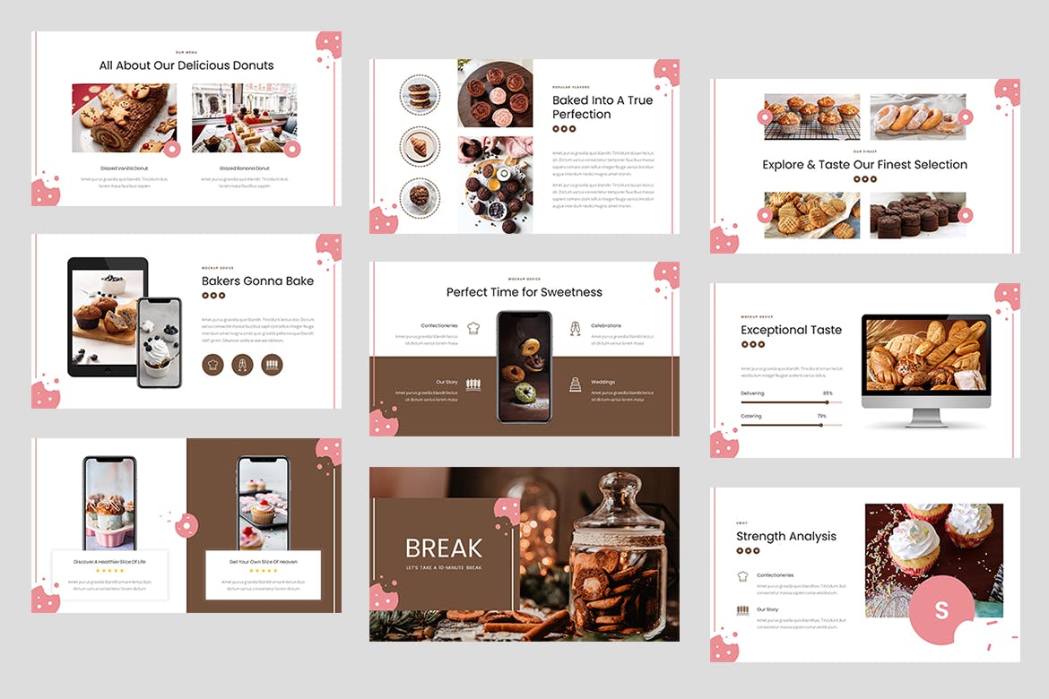 面包店和蛋糕店PPT设计模板 Oatkies – Bakery & Cake Shop PowerPoint Template