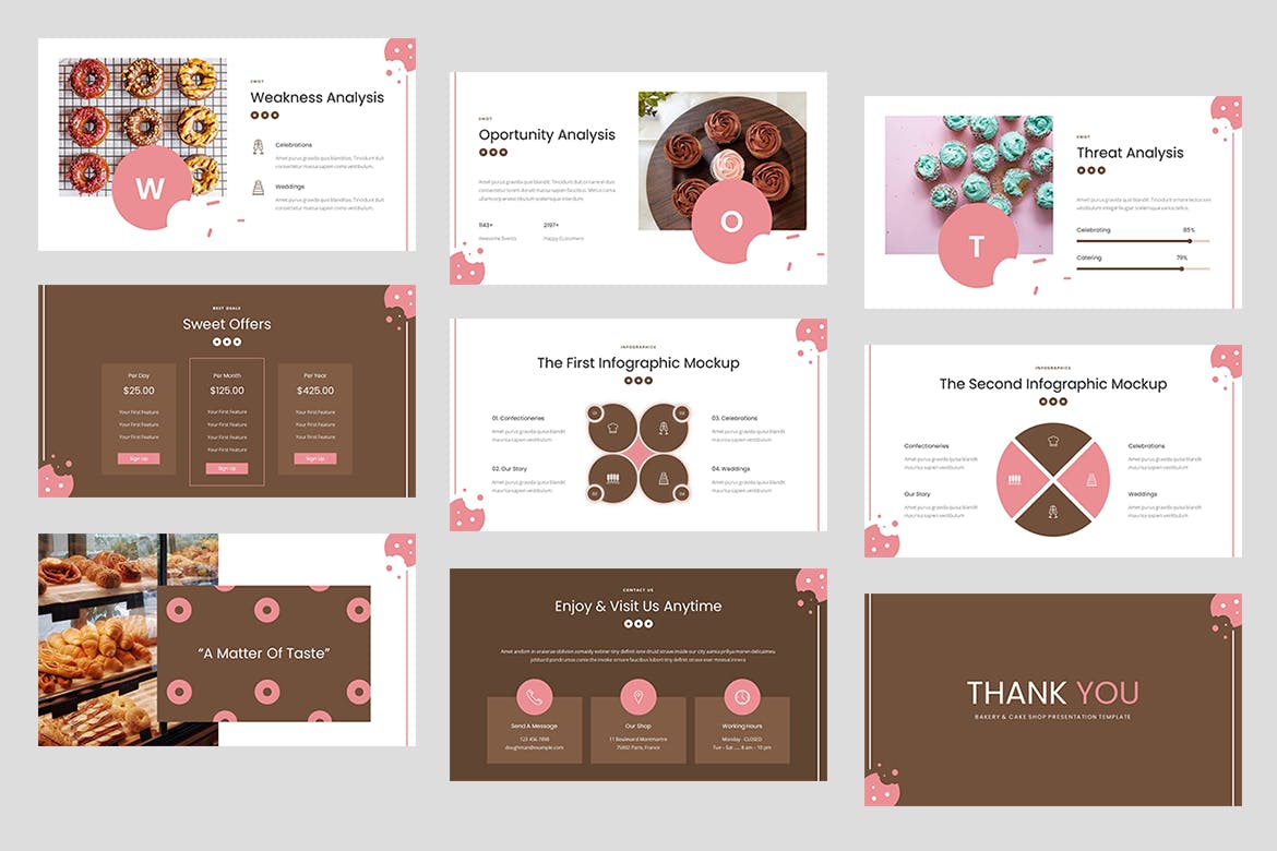 面包店和蛋糕店PPT设计模板 Oatkies – Bakery & Cake Shop PowerPoint Template