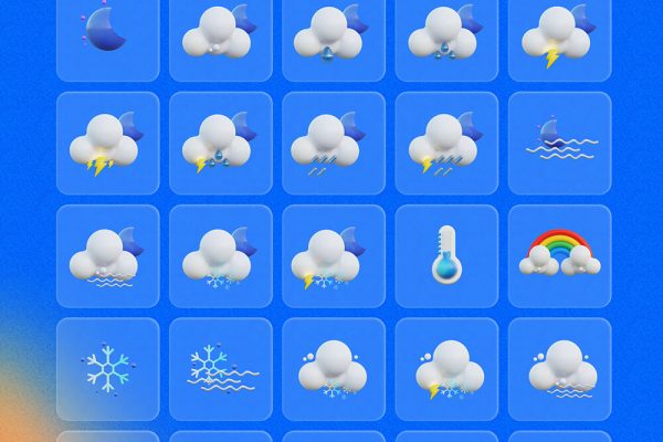 天气预报3D图标模型素材包 Weather Forecasts 3D Icons Pack