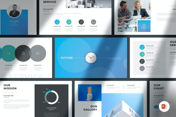 科技企业介绍PPT模板素材 Future Powerpoint Presentation Template