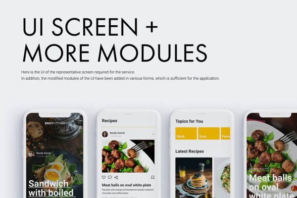 日常厨房食谱App应用iOS UI套件 Daily Kitchen UI Kits