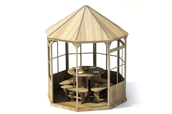 C4D模型-木亭子模型餐桌模型