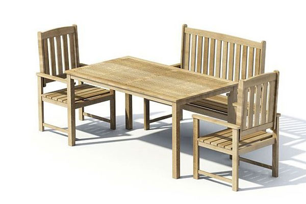 C4D家具模型-木椅模型长椅模型木桌模型