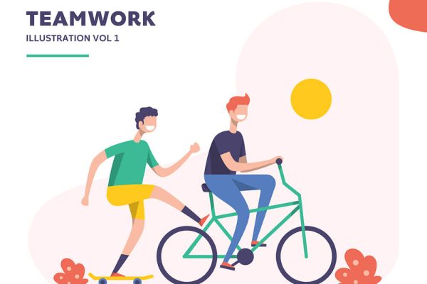 创业团队合作矢量插画素材