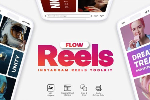 AE模板-100种竖屏分屏多画面拼贴图文排版展示动画 ReelsFlow