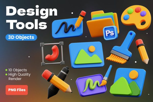 设计工具3D插画素材 Design Tools 3D Illustration