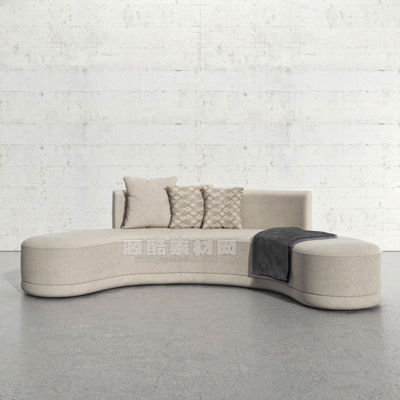 C4D转角沙发模型抱枕模型家具模型下载