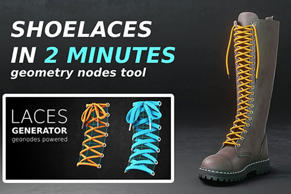 Blender程序化鞋带生成器 Laces Generator v1.0