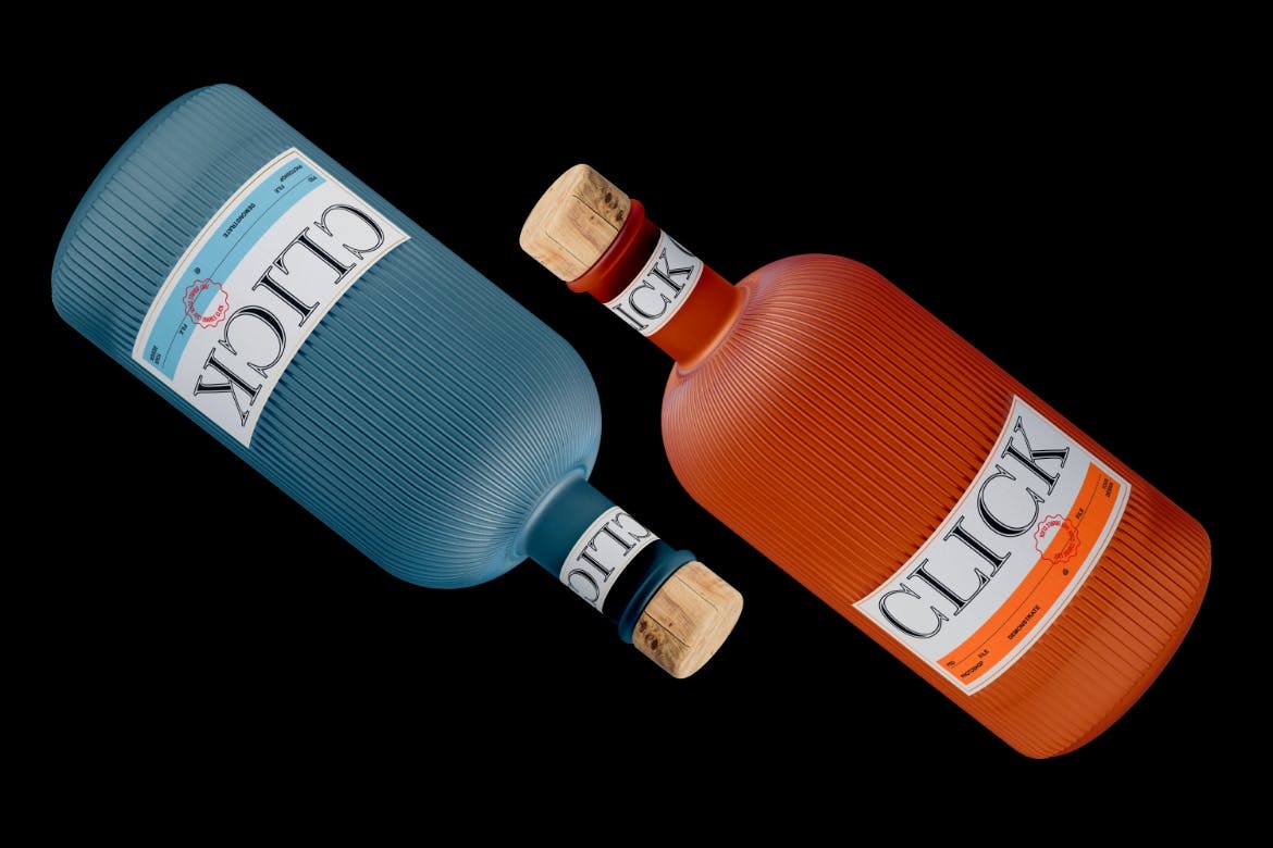 玻璃杜松子酒瓶设计样机素材 Gin Bottle Mockup Set