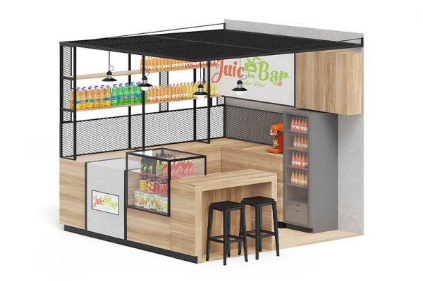 果汁饮料售货亭模型商店模型C4D模型下载