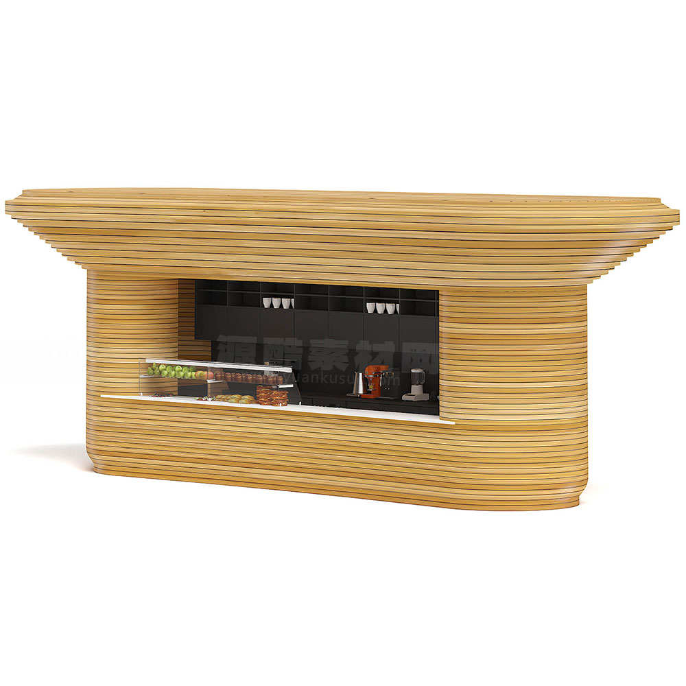 C4D木制食品售货亭模型摊位模型