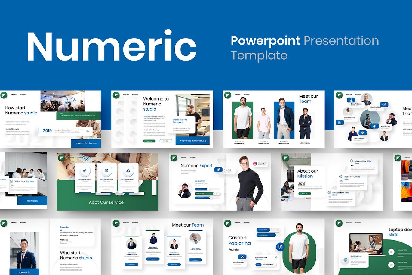 建立商业伙伴PPT幻灯片模板素材 Numeric – Business PowerPoint Template