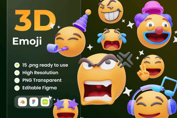 圆脸表情符号3D插画Blender模型素材 Emoji 3D Illustration