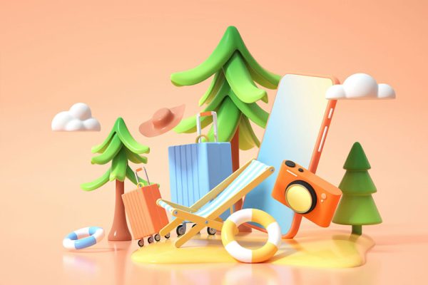 C4D工程-卡通旅行箱场景渲染工程卡通旅行箱模型