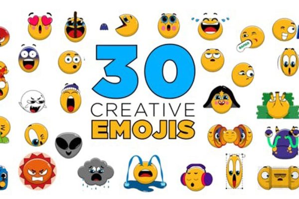 AE模板-30个创意搞怪有趣Emoji表情动画模板