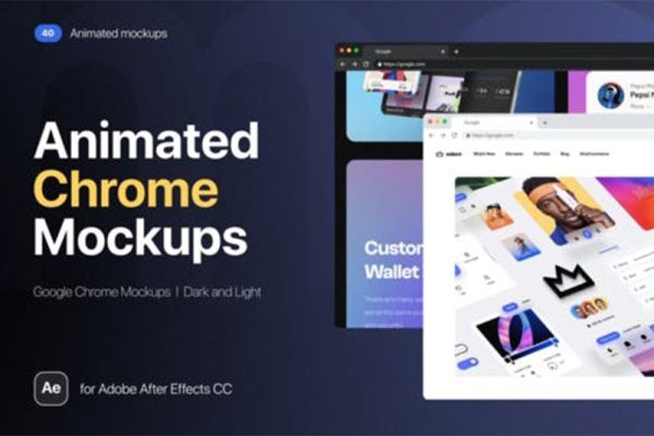 AE模板-谷歌浏览器网站UI界面展示动画 Google Chrome Animated Mockups