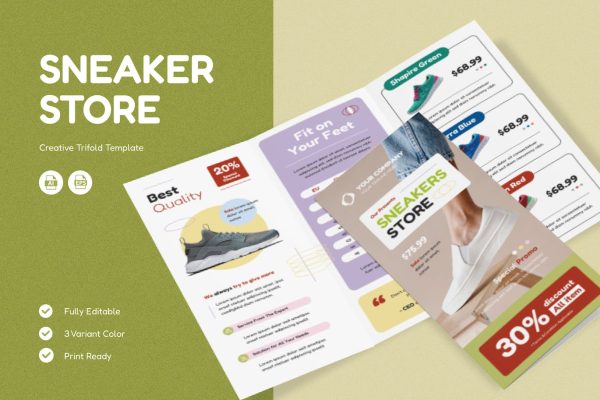 鞋类销售宣传册模板 Footwear Sale Brochure Template