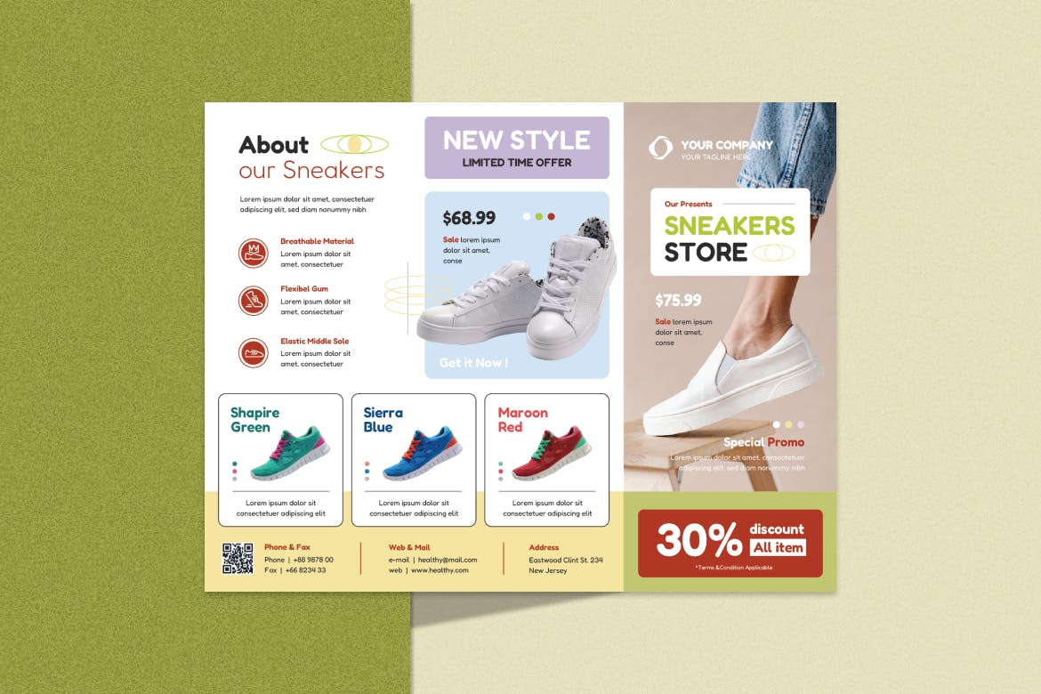 鞋类销售宣传册模板 Footwear Sale Brochure Template