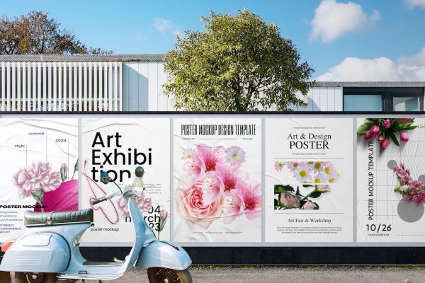 街道墙壁海报样机模板设计素材下载 Street Wall Poster Mockup