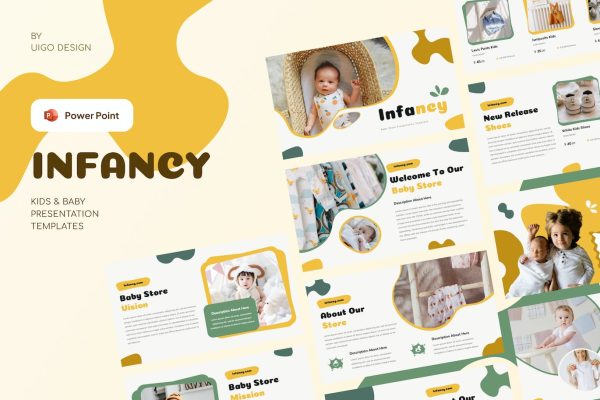 婴儿日常护理技巧PPT模板下载 Infancy – Kids Baby Presentation Template