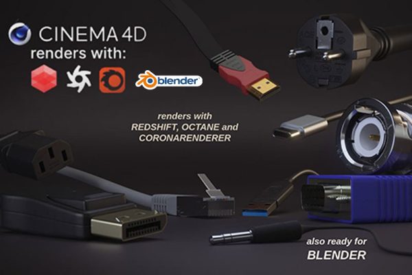 10个电线电缆插头数据线3D模型vol.1 网线等各类插头模型