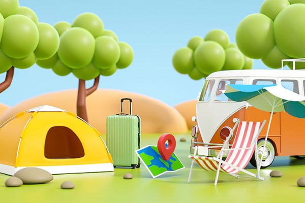 C4D卡通汽车帐篷露营场景渲染工程