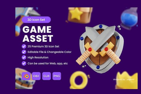 3D游戏资产图标模型套装 3D Game Asset Icon Set Pack