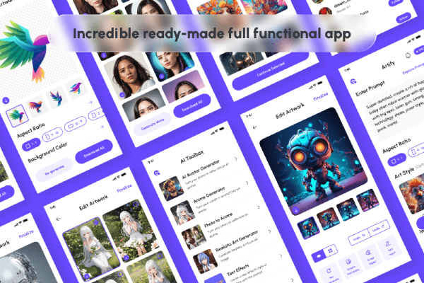 AI艺术生成器App应用UI套件 Artify – AI Art Generator App UI Kit