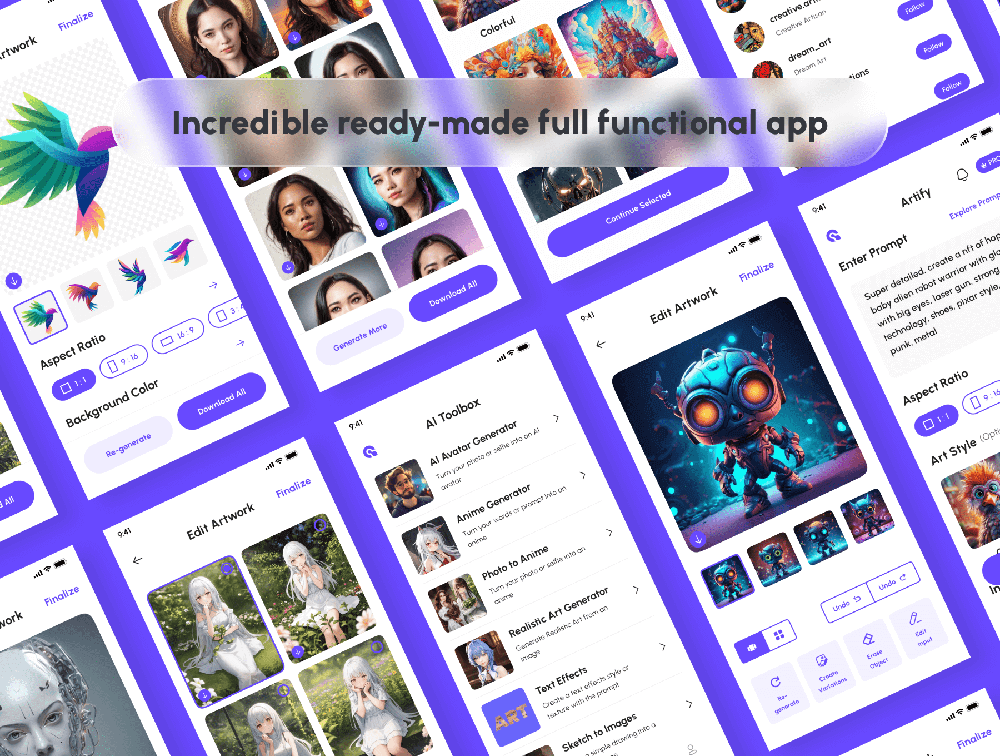 AI艺术生成器App应用UI套件
