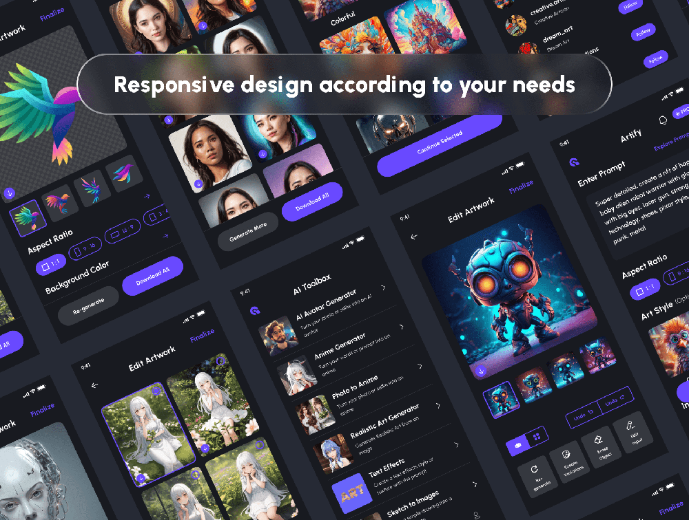 AI艺术生成器App应用UI套件