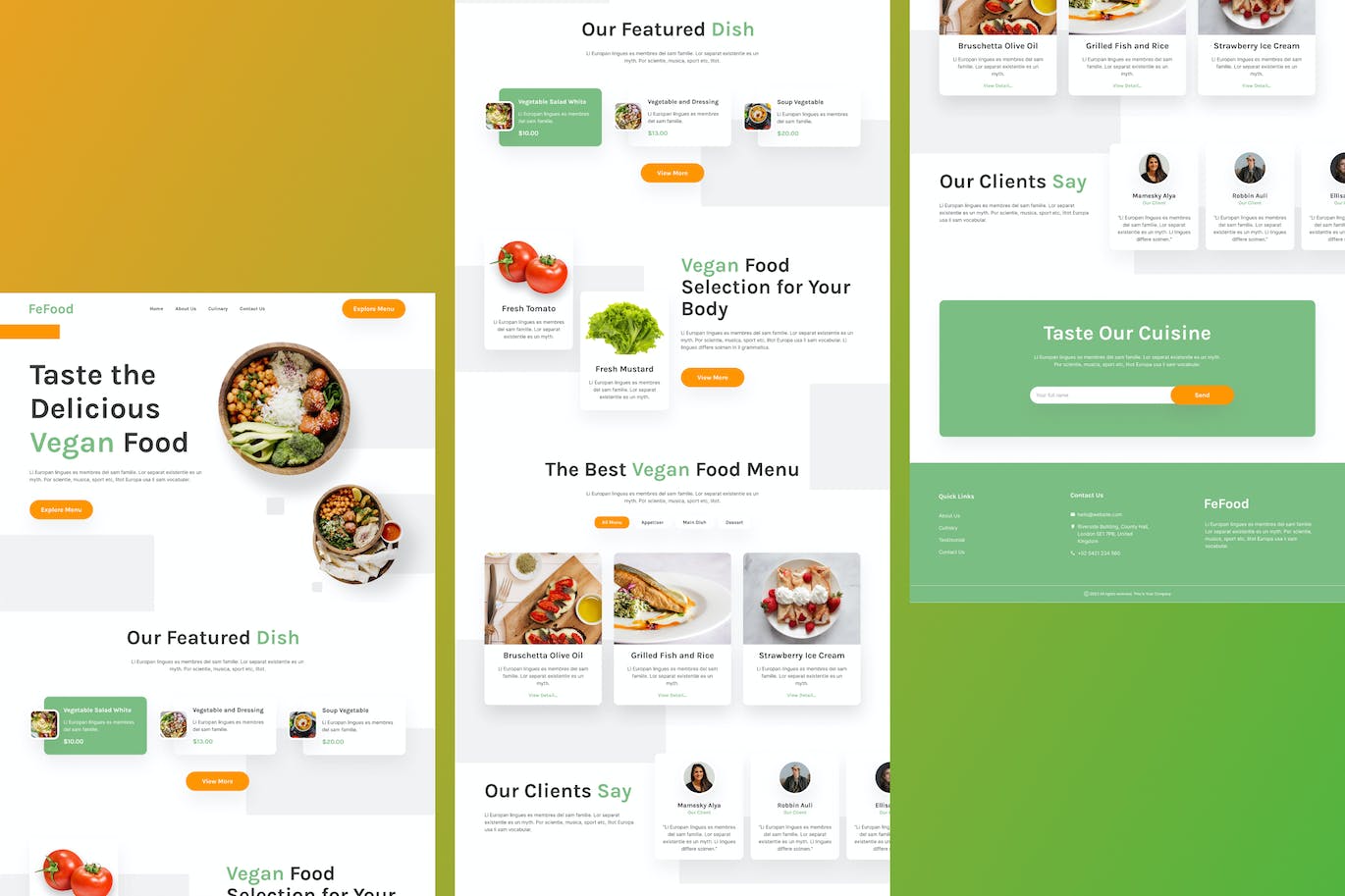 素食餐厅网站着陆页Figma设计素材 FeFood – Vegan Food Landing Page