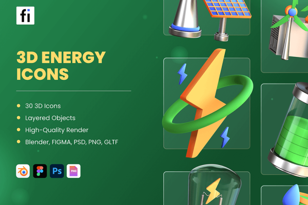 3D能源和环境图标模型下载