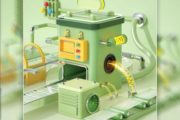 C4D工程-工厂机器产品流水线传送带OC渲染工程