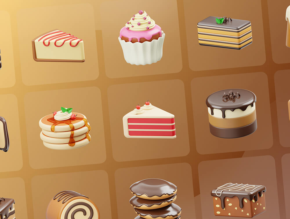 甜点蛋糕3D图标模型下载
