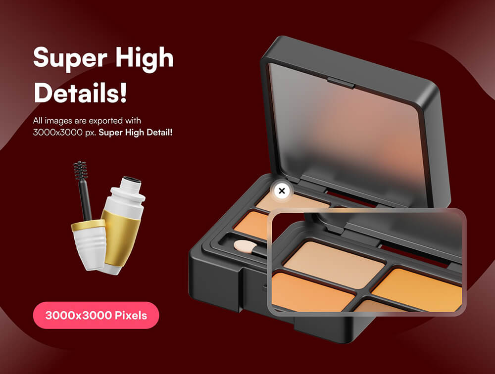 化妆品3D图标模型下载 Cosmetic Products 3D Icon