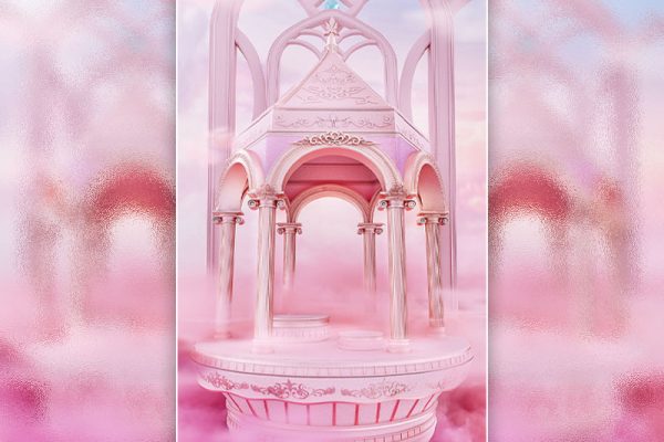 C4D粉色城堡女神节七夕节电商展台场景渲染工程